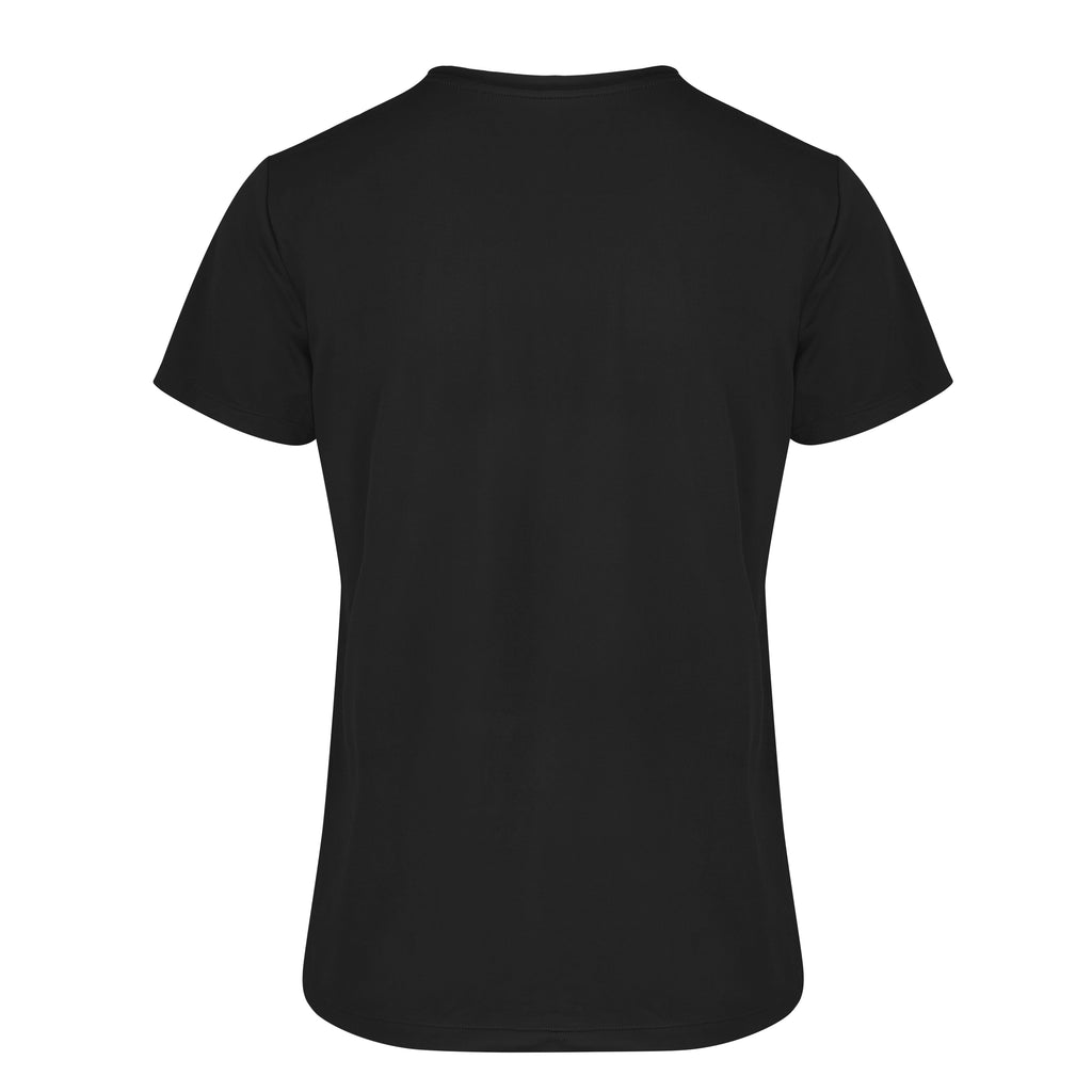Black UV-protective ultra-lightweight t-shirt that is quick-drying, perfect for hot days and everyday wear, ghost image back view