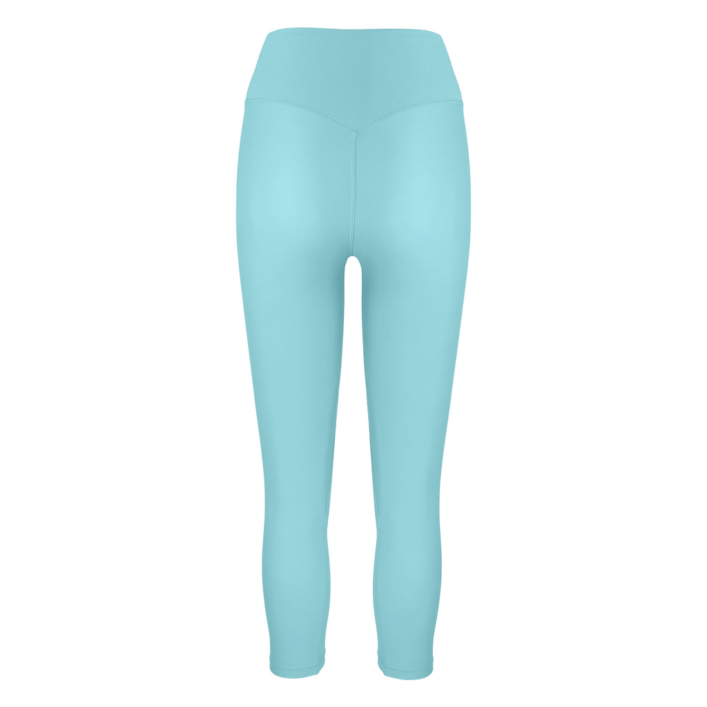 Light blue super soft, high-waisted without a front seam for all-day comfort. Perfect for non abrasive sports and everyday wear ghost image back view