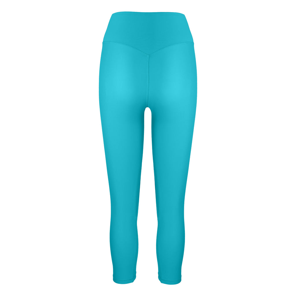 Blue super soft, high-waisted without a front seam for all-day comfort. Perfect for non abrasive sports and everyday wear, ghost image back view