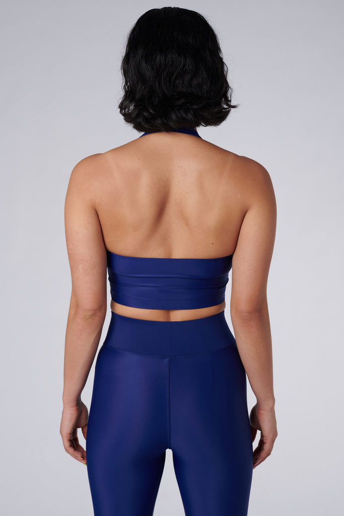 Low-impact royal blue seamless fit with removable padding and in-built sports bra for comfort and support  back view